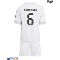 Otroški Nogometni dresi Real Madrid Eduardo Camavinga #6 Domači 2025-26 Kratek Rokav (+ Kratke hlače)